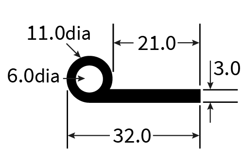 PEXT0499N Rubber Piping Extrusion