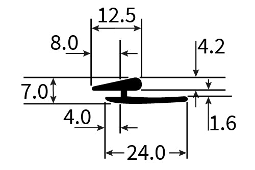 PEXT1451J Rubber U Channel - Single Lip