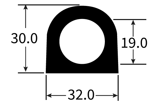 PEXT1703EPJ Rubber Hollow D Section Extrusion