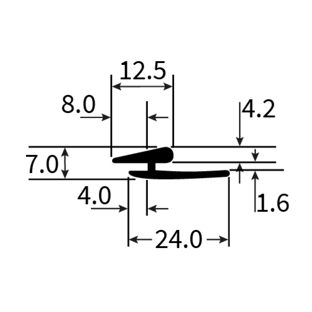 PEXT1451J Rubber U Channel - Single Lip