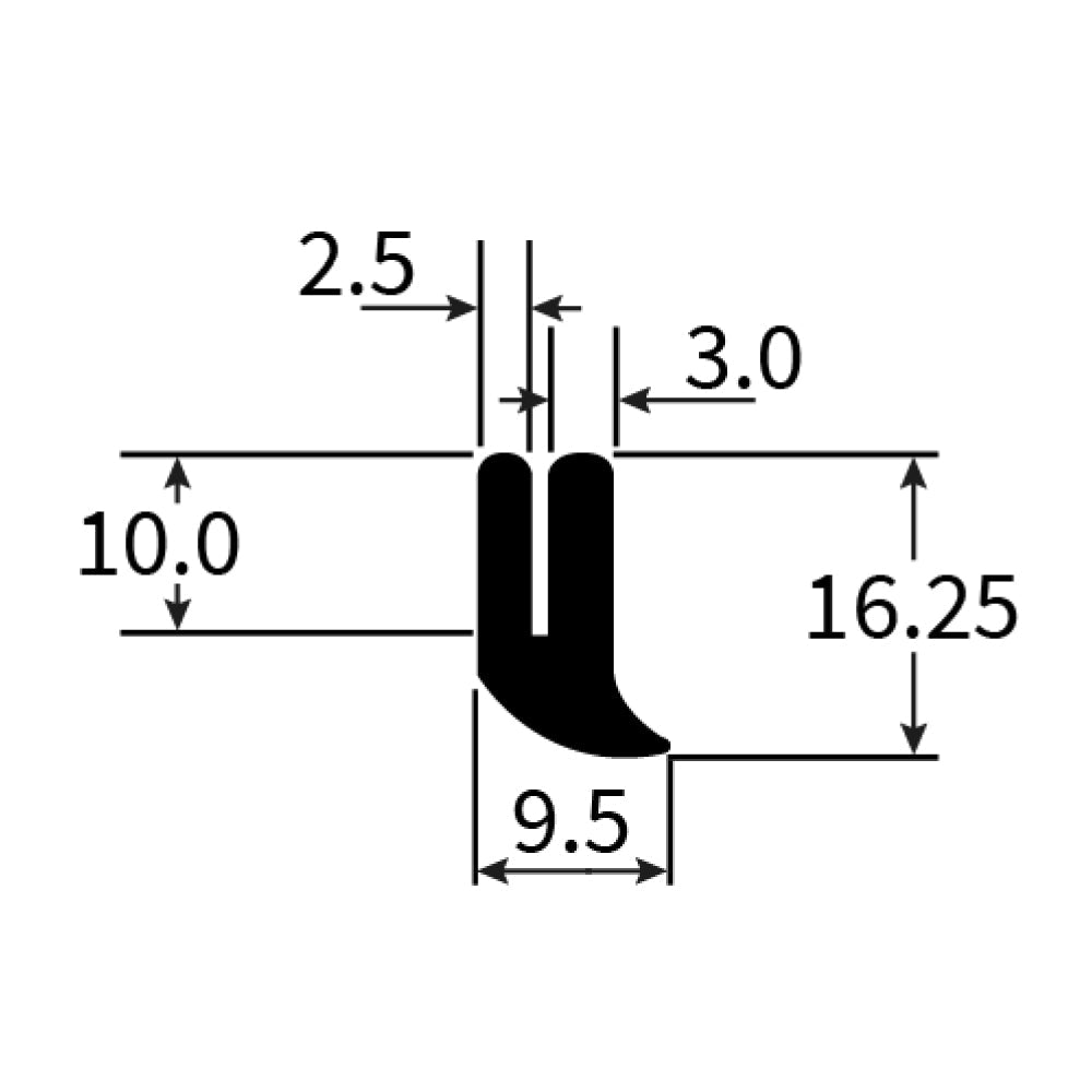 PEXT1586EP Rubber U Channel - Single Lip