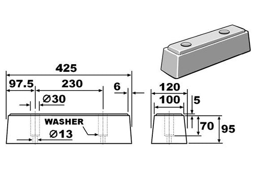 RB425X120 Rubber Vehicle Bumper